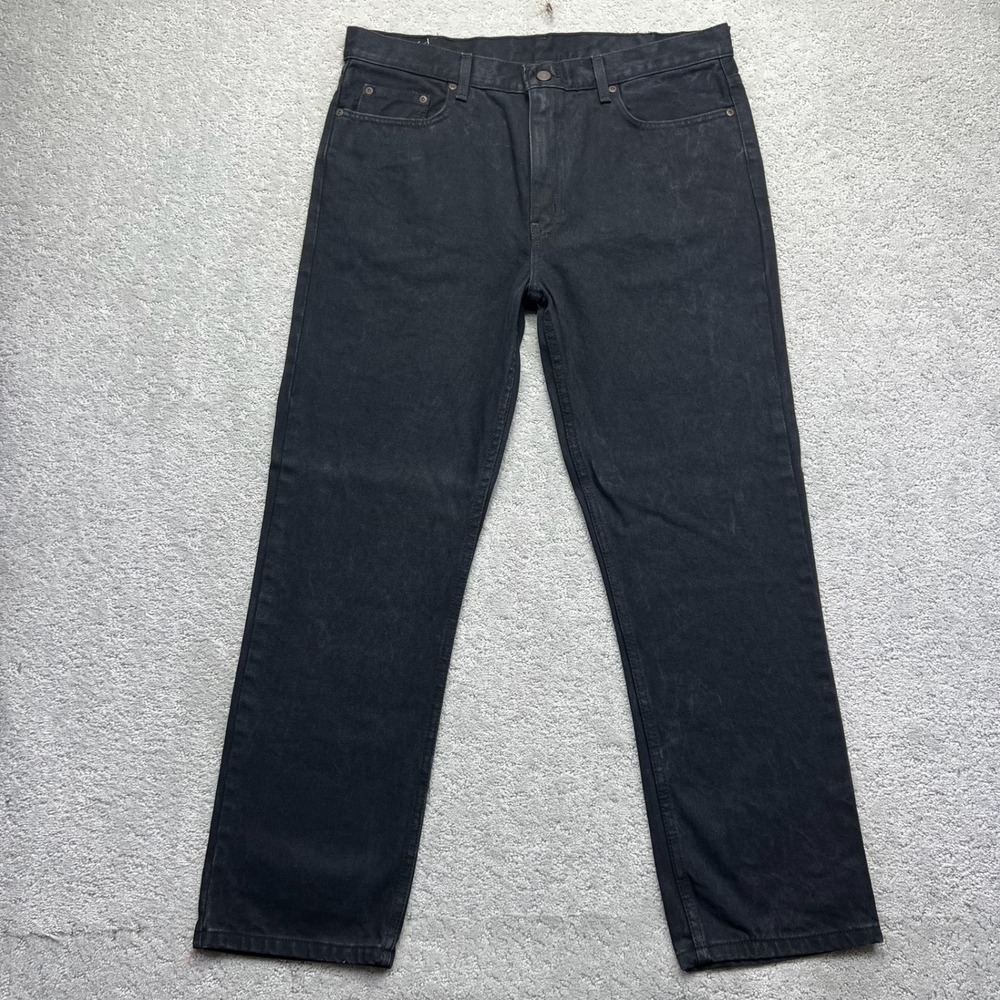 VINTAGE Faded Glory Jeans Mens 36x30 Black Denim Regular Fit Straight‎ Cotton